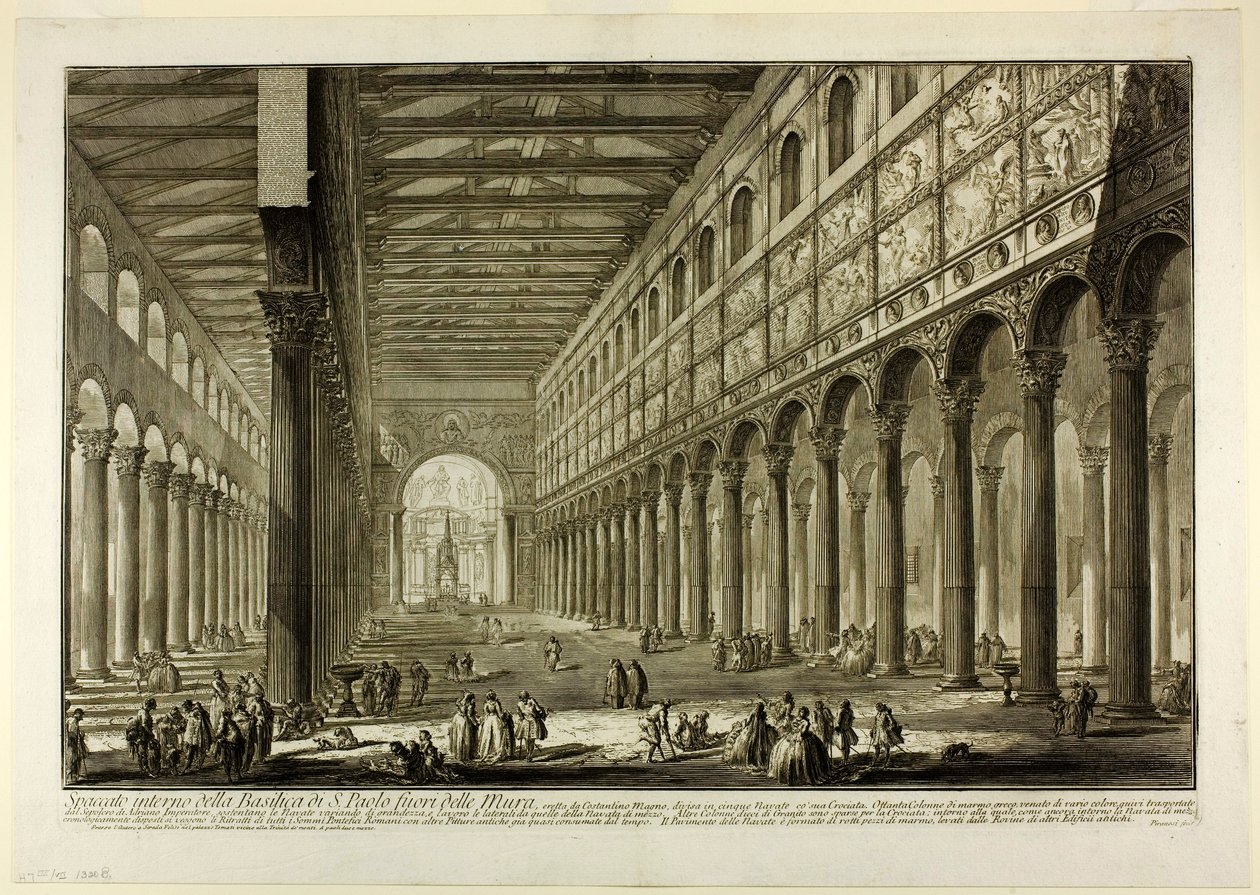 Querschnitt des Inneren der Basilika S. Paolo fuori delle Mura [St. Paul vor den Mauern], aus Ansichten von Rom von Giovanni Battista Piranesi