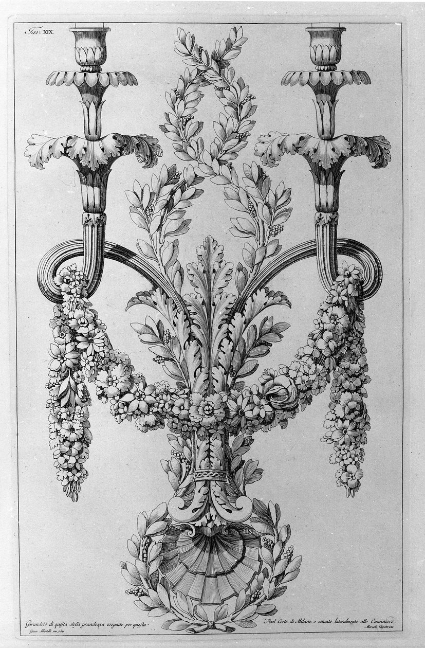 Dekorationen. Zeichnung von Giovanni Piranesi (bekannt als Piranese) von Giovanni Battista Piranesi