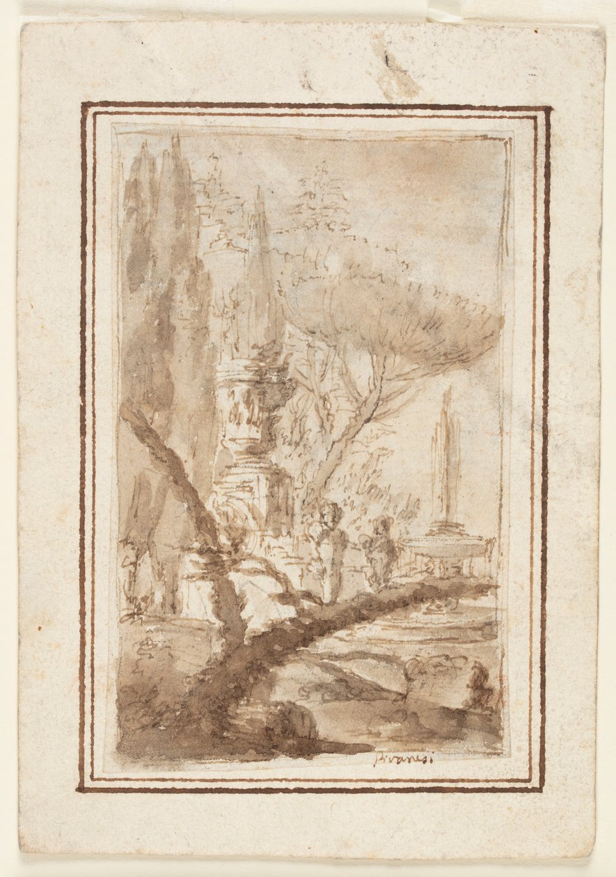 Fantasie eines Gartens mit einer monumentalen Urne, Skulpturen und einem Brunnen von Giovanni Battista Piranesi