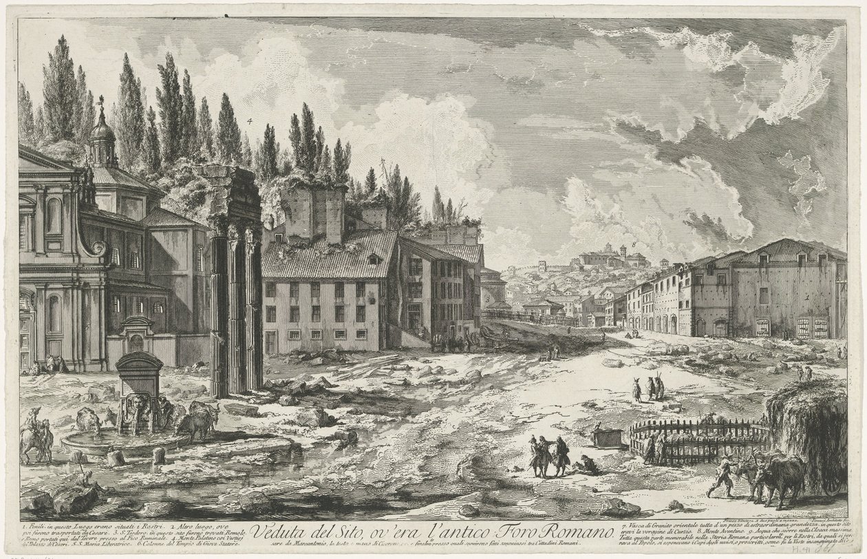 Forum Romanum mit dem Tempel des Jupiter Stator in Rom von Giovanni Battista Piranesi