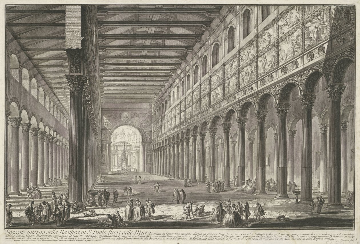 Innenansicht von Sankt Paul vor den Mauern in Rom von Giovanni-Battista Piranesi