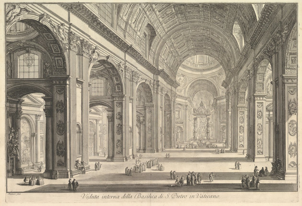 Innenansicht des Petersdoms im Vatikan, aus Vedute di Roma, ca. 1748 von Giovanni Battista Piranesi