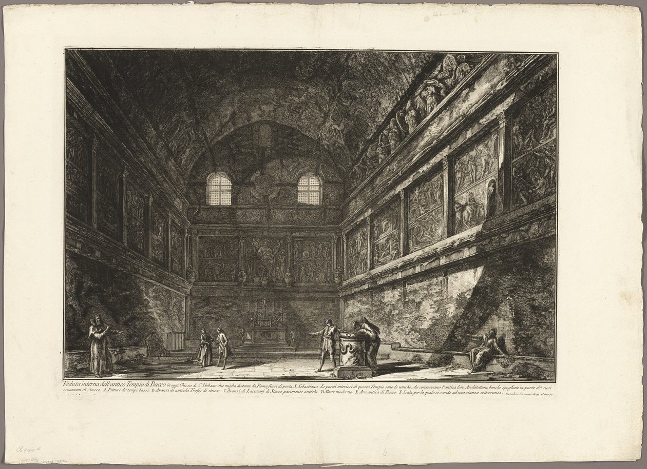 Innenansicht des antiken Tempels des Bacchus, jetzt die Kirche von S. Urbano, zwei Meilen von Rom entfernt, aus Ansichten von Rom von Giovanni Battista Piranesi