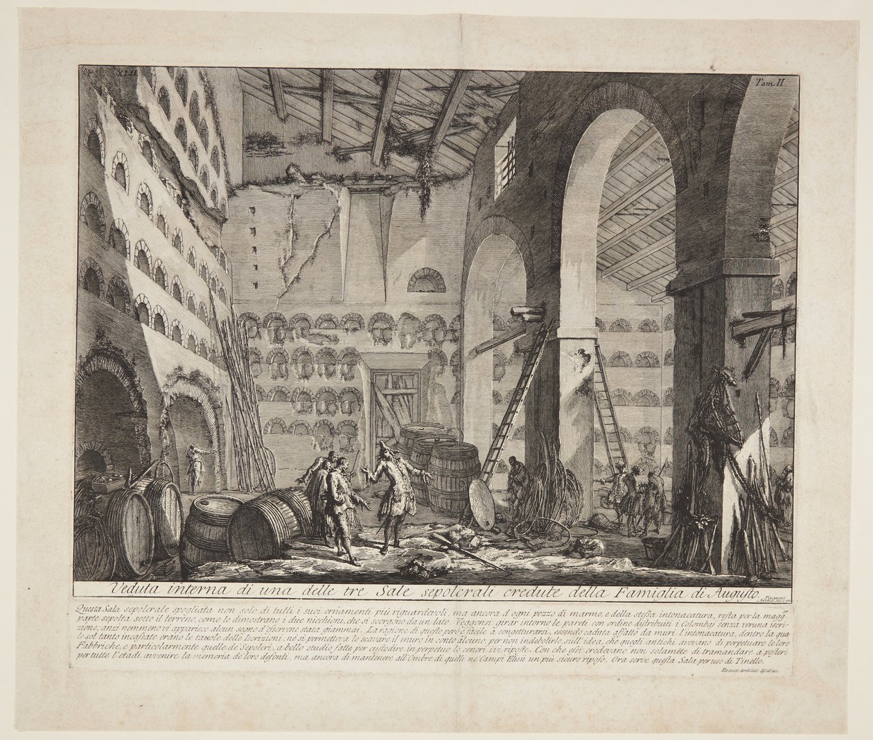Innenansicht von drei großen Grabkammern, die dem Haushalt des Augustus zugeschrieben werden von Giovanni Battista Piranesi