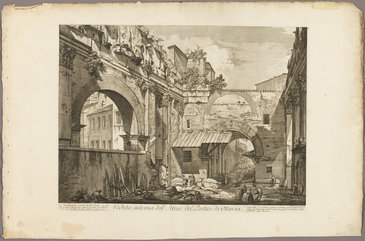 Innenansicht des Atriums des Portikus von Octavia, aus Ansichten von Rom von Giovanni Battista Piranesi