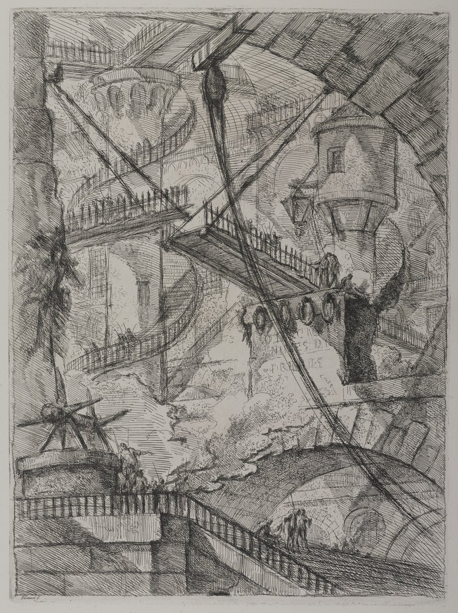 Invenzioni Capric di Carceri; Hind 7, Erster Zustand von drei, ca. 1749 von Giovanni Battista Piranesi