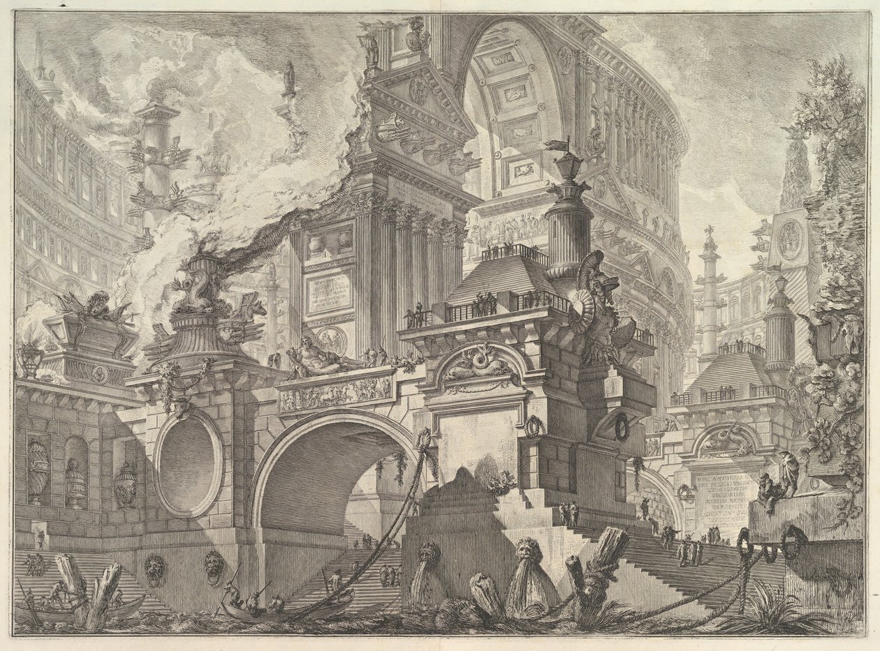 Teil eines großen prächtigen Hafens, der den alten Römern gewidmet ist, wo man das Innere..., ca. 1749-50 von Giovanni Battista Piranesi