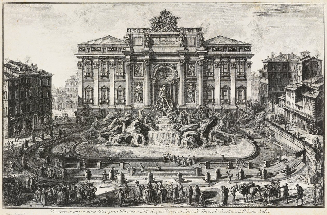 Perspektivische Ansicht des großen Brunnens der Acqua Vergine, genannt Trevibrunnen von Giovanni Battista Piranesi