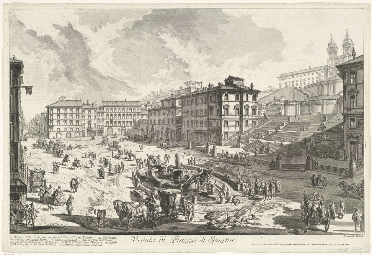 Piazza di Spagna in Rom Gesichter von Rom Veduten von Rom gezeichnet und gestochen von Giambattista Piranesi, Architekt aus Venedig (Serie) von Giovanni Battista Piranesi