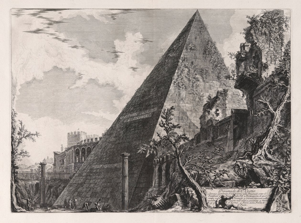 Pyramide des C. Cestius, aus Vedute di Roma (Ansichten von Rom) von Giovanni Battista Piranesi