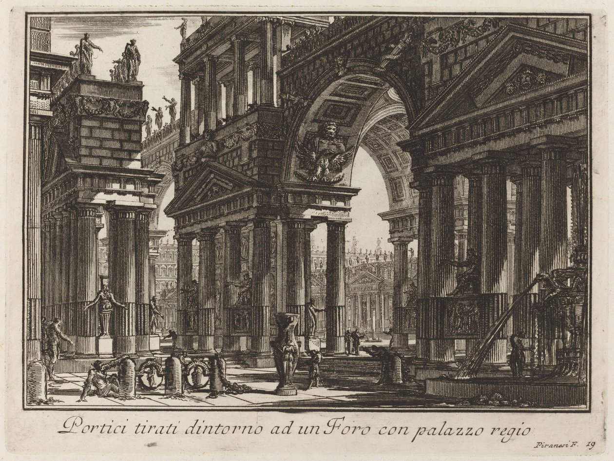 Arkaden um ein Forum mit königlichem Palast von Giovanni Battista Piranesi