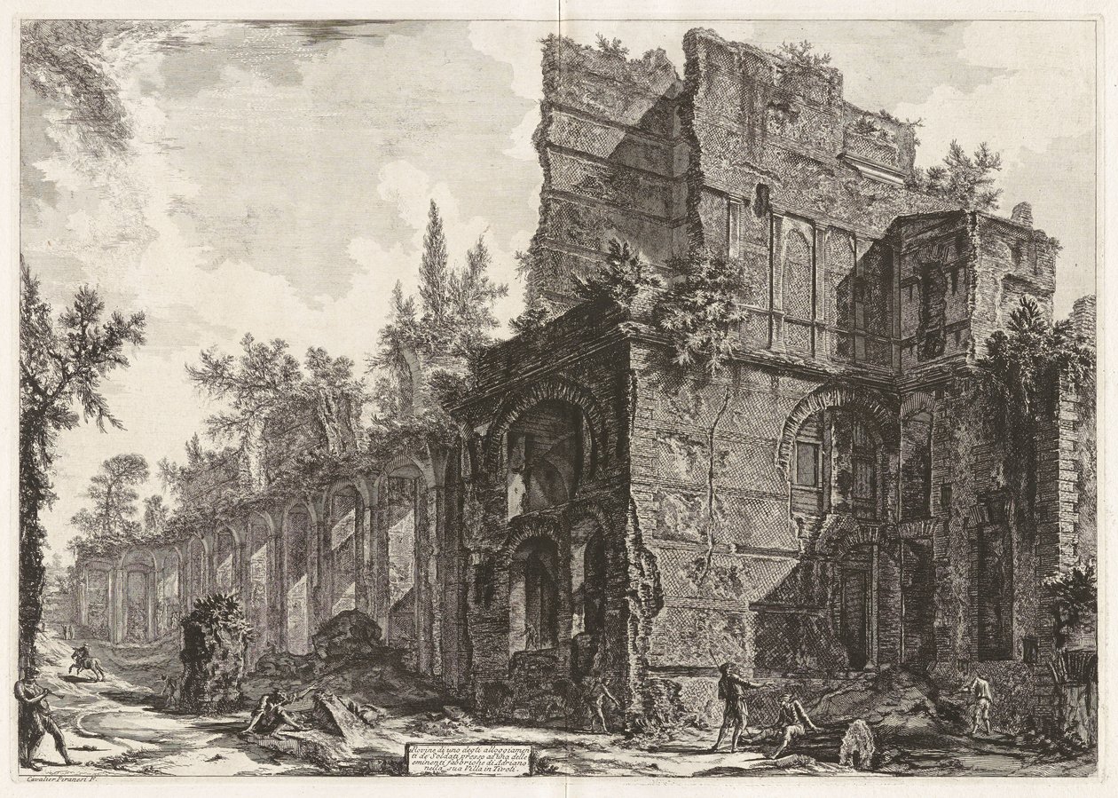 Ruinen einer der Soldatenunterkünfte in der Nähe eines der bedeutenden Gebäude von Hadrian in seiner Villa in Tivoli von Giovanni Battista Piranesi
