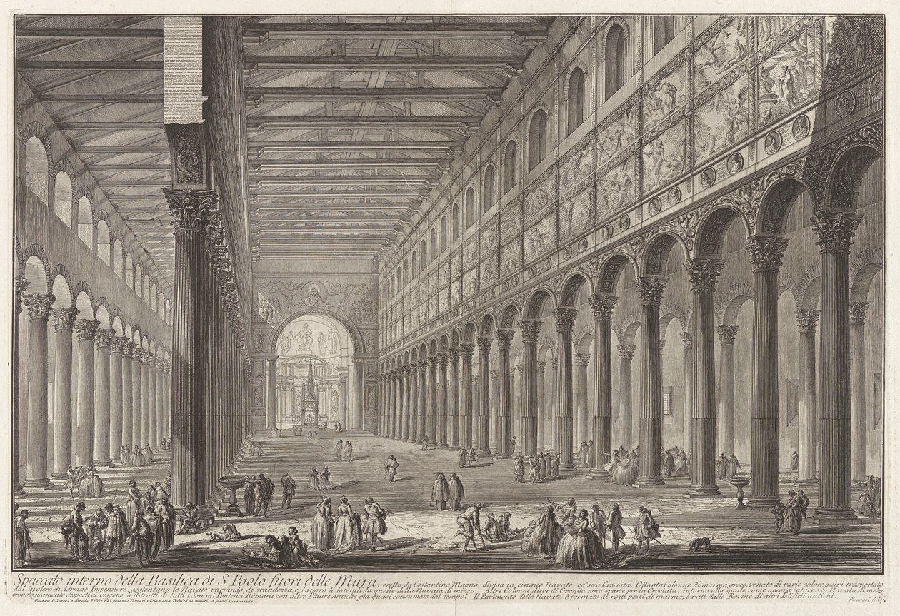 Innerer Schnitt der Basilika S. Paolo fuori delle Mura von Giovanni Battista Piranesi