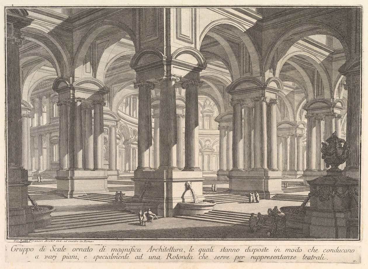 Treppen geschmückt mit prächtiger Architektur . . . Gruppo di Scale ornato di magnif..., ca. 1750 von Giovanni Battista Piranesi