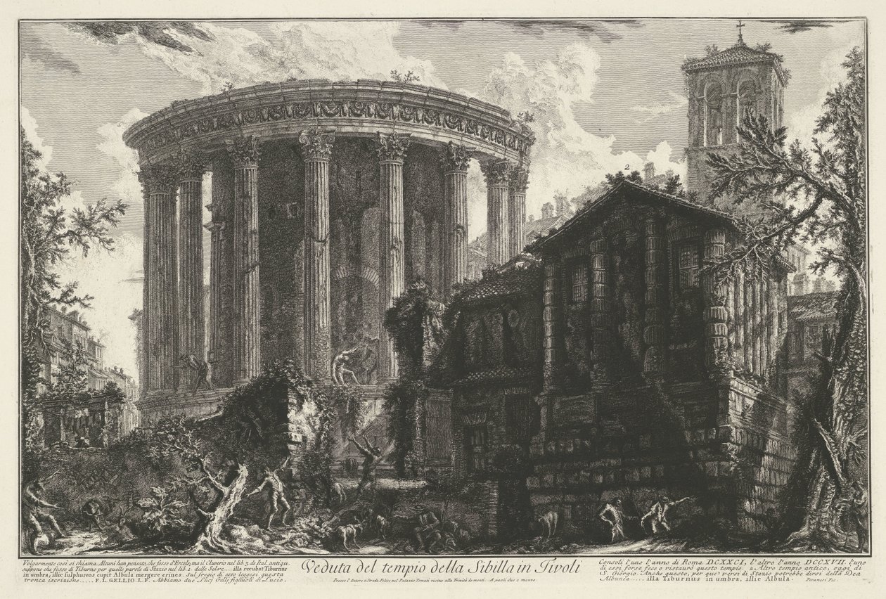 Tempel der Vesta und der Tempel der Tiburtinischen Sibylle in Tivoli von Giovanni Battista Piranesi