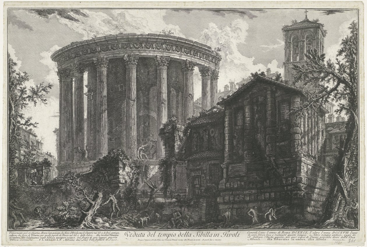 Tempel der Vesta und der Tempel der Tiburtinischen Sibylle in Tivoli von Giovanni Battista Piranesi