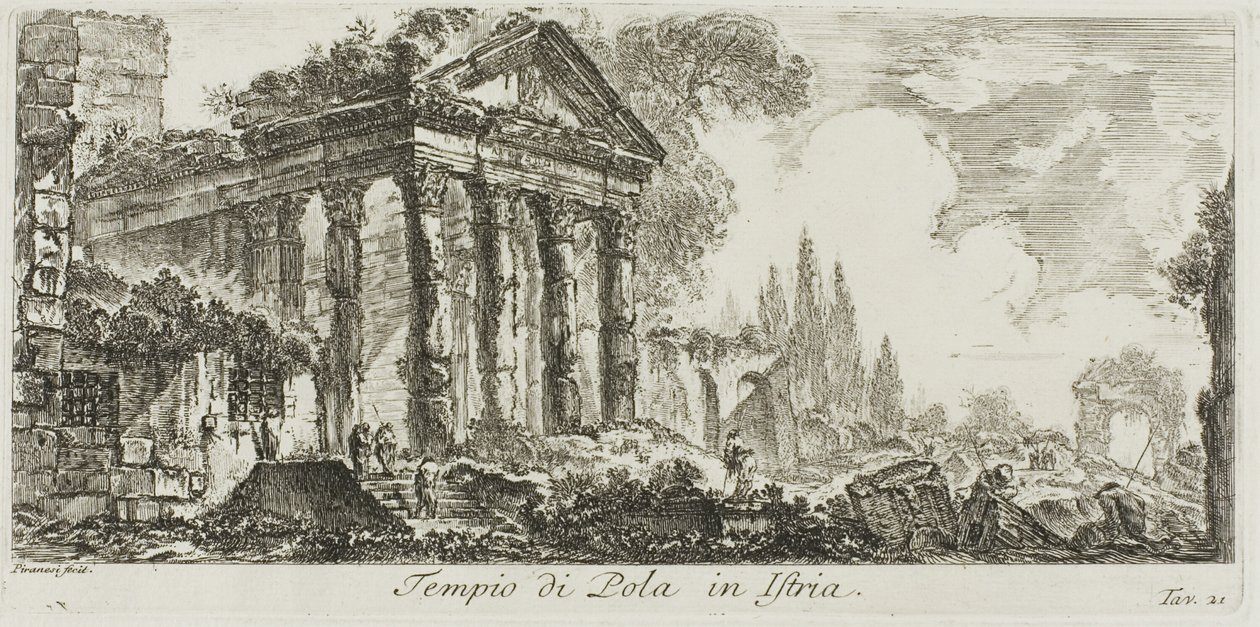 Tempel von Pola in Istrien, Tafel 21 aus Einige Ansichten von Triumphbögen und anderen Denkmälern von Giovanni Battista Piranesi