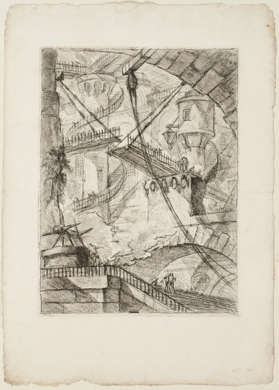 Die Zugbrücke, Platte 7 aus Imaginary Prisons von Giovanni Battista Piranesi