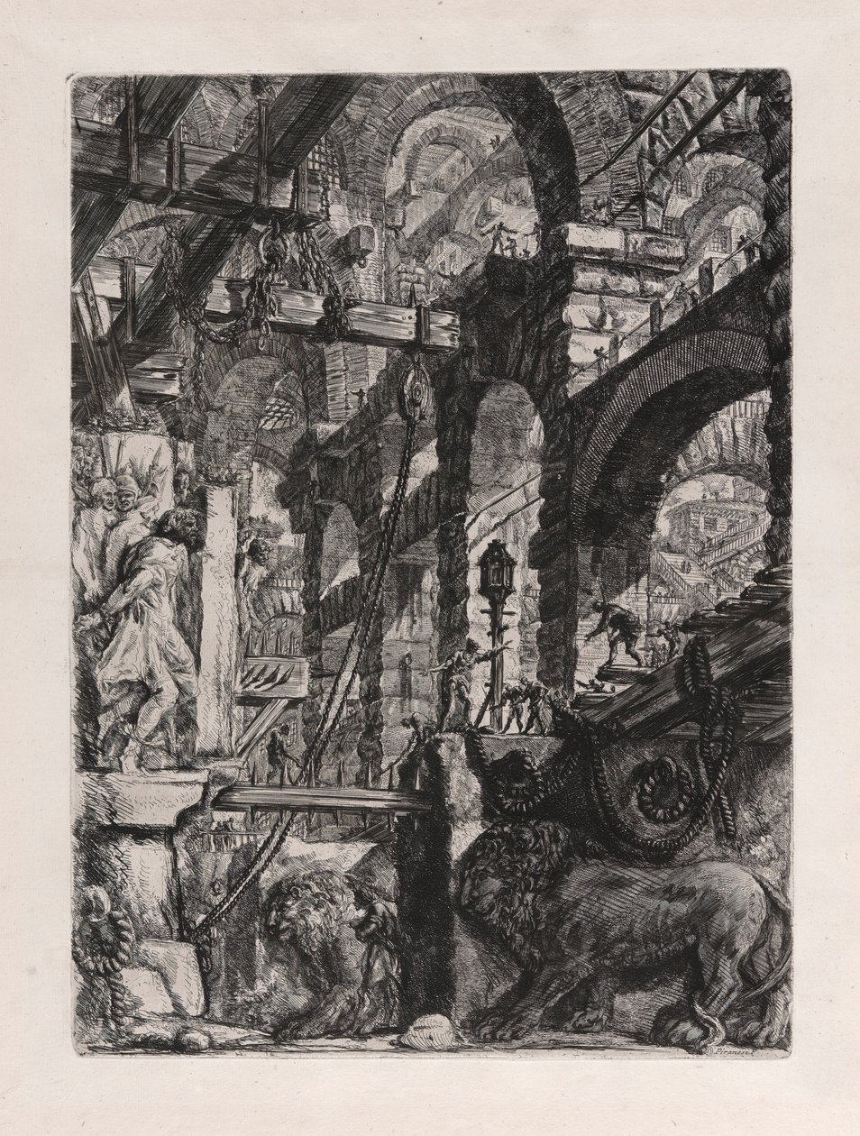 Die Löwen-Reliefs, Platte 5 aus Carceri d von Giovanni Battista Piranesi