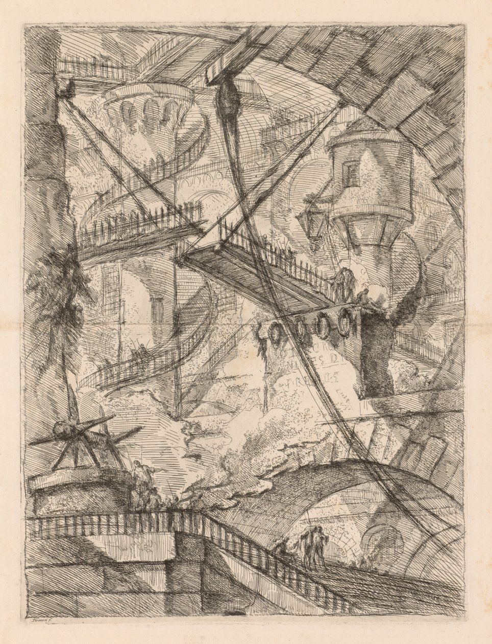 Die Gefängnisse: Ein riesiges Inneres mit einer Zugbrücke, 1745-1750 von Giovanni Battista Piranesi