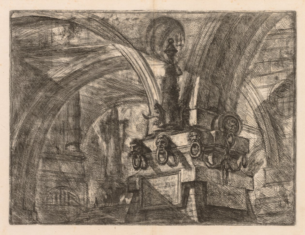 Die Gefängnisse: Runde Bögen, die von einer quadratischen Säule ausgehen von Giovanni Battista Piranesi