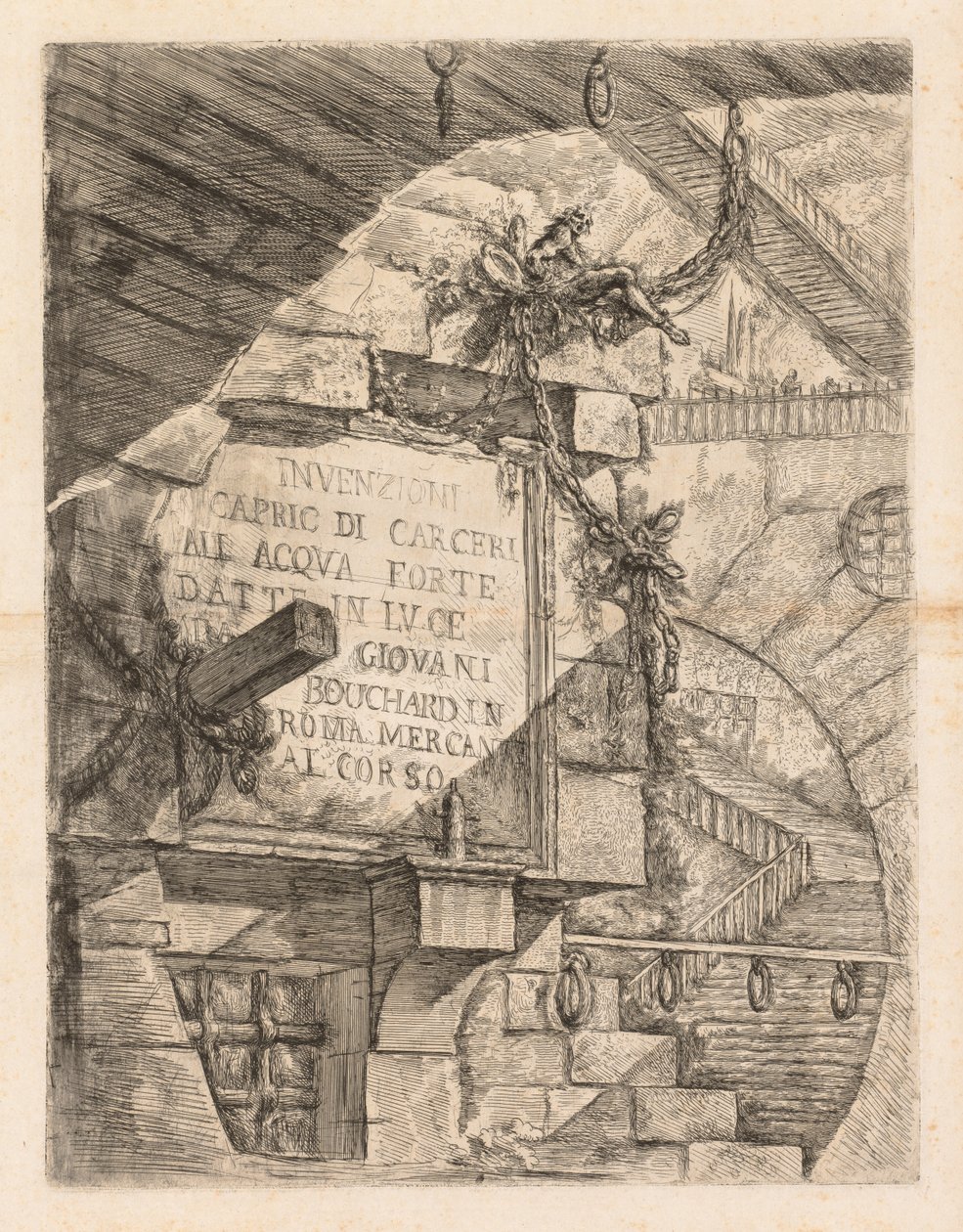 Die Gefängnisse: Titelseite -- Inneres eines Gefängnisses von Giovanni Battista Piranesi