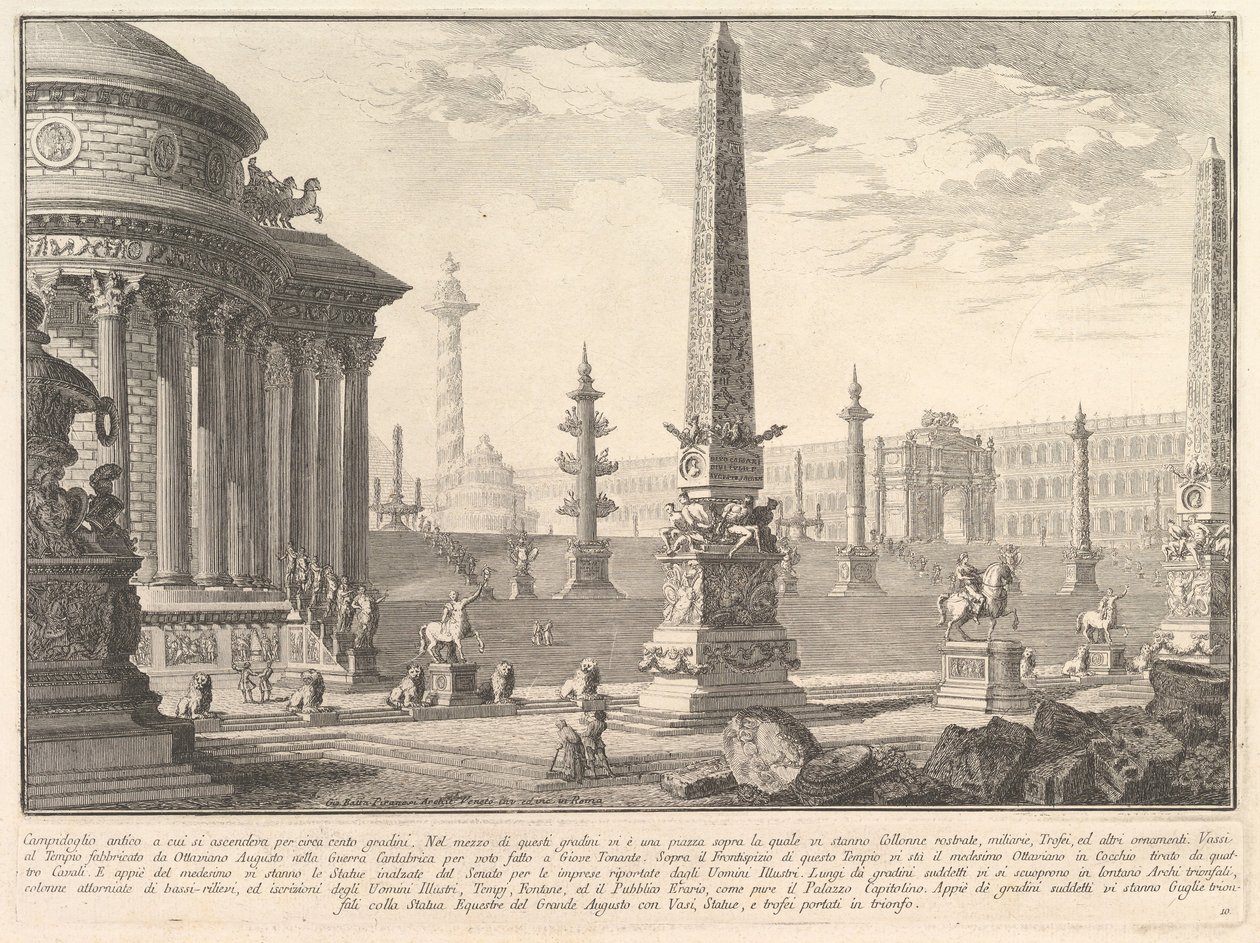 Das antike Kapitol, bestiegen von etwa hundert Stufen, ca. 1750 von Giovanni Battista Piranesi