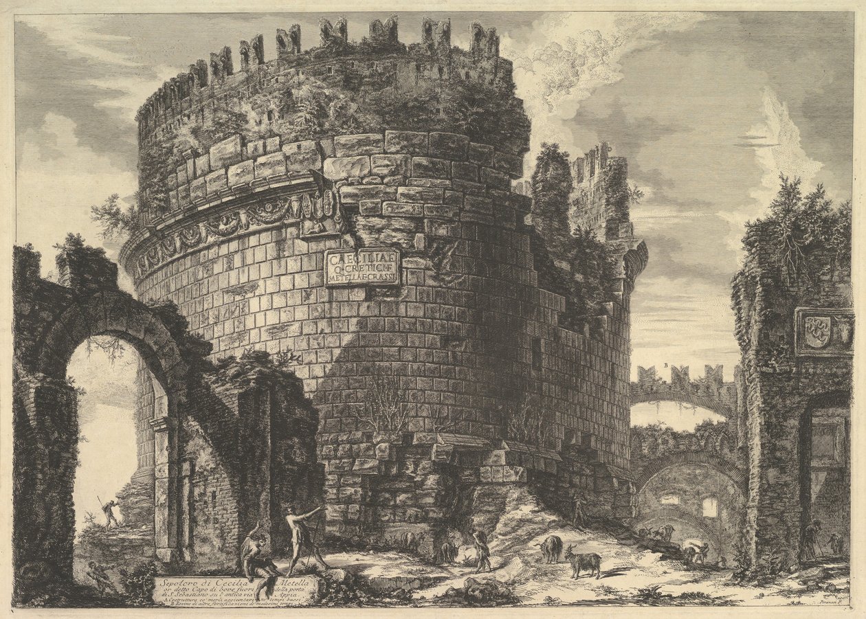 Das Grab von Caecilia Metella, aus Vedute di Roma Römische Ansichten, ca. 1762 von Giovanni Battista Piranesi
