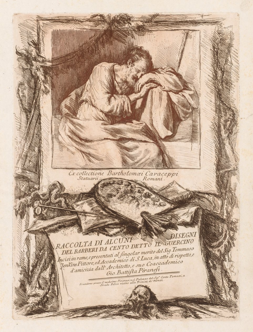 Titelseite von Raccolta di alcuni disegni del Barberi da Cento Ietto il Gerucino von Giovanni Battista Piranesi