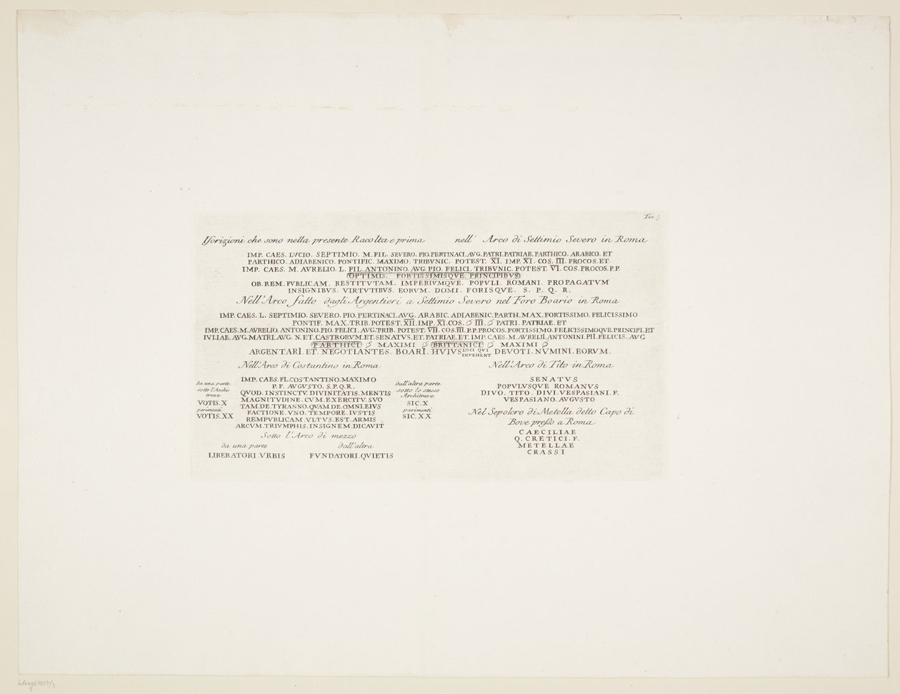 Abschrift verschiedener antiker lateinischer Inschriften von Giovanni-Battista Piranesi