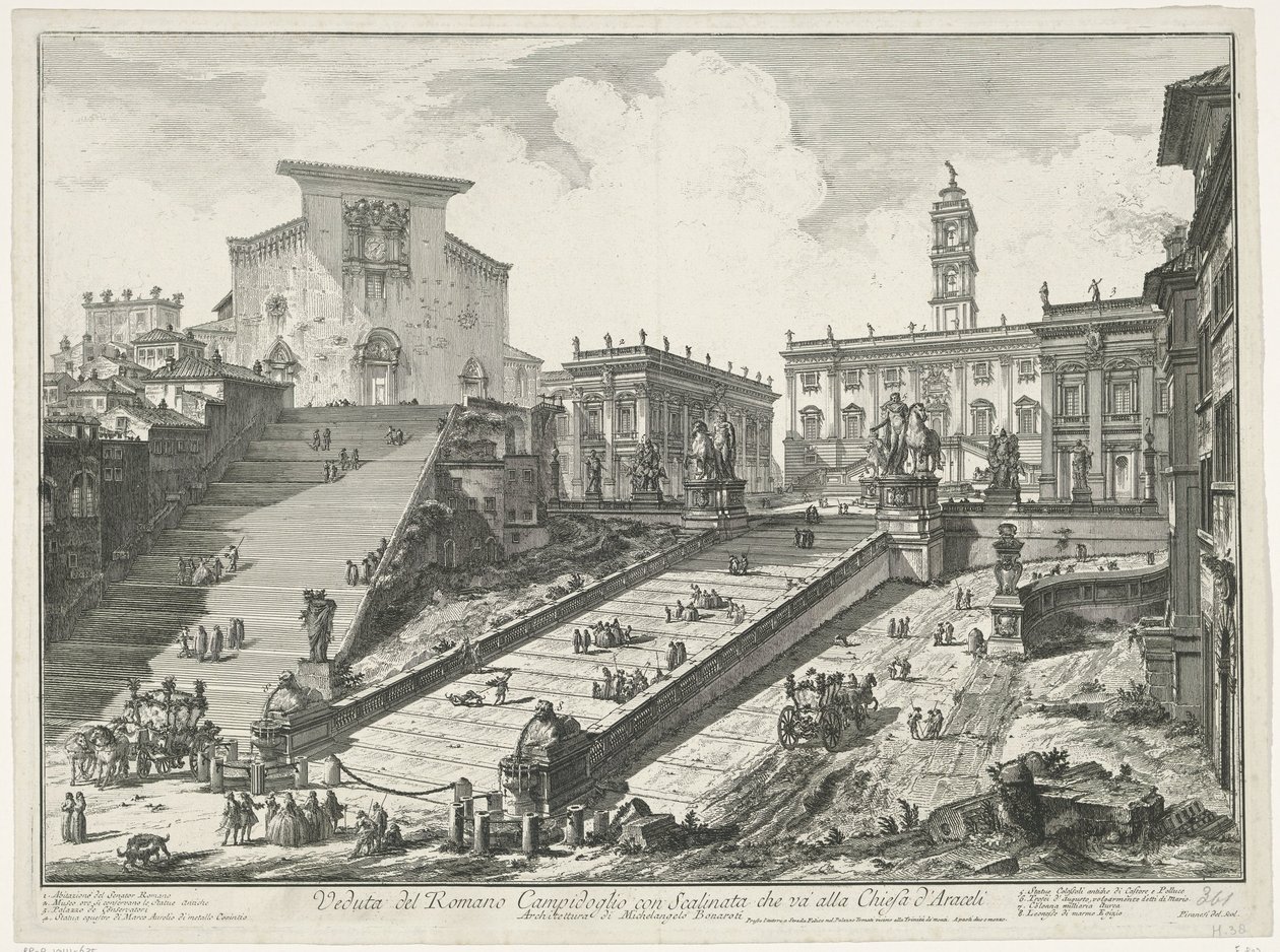 Treppen zur Piazza del Campidoglio und zur Santa Maria in Aracoeli in Rom von Giovanni Battista Piranesi