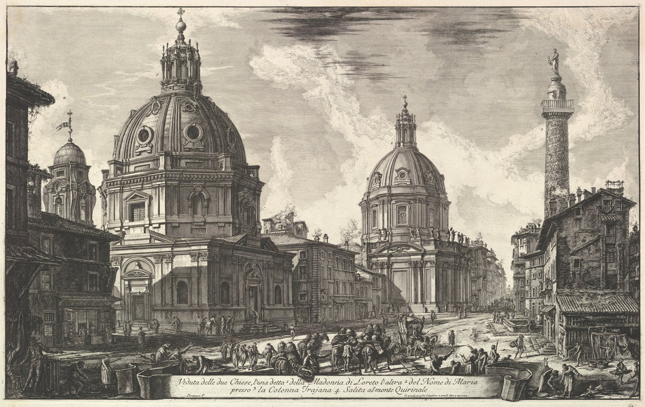 Zwei Kirchen in der Nähe der Trajanssäule, S. Maria di Loreto und Santissimo Nome di Maria Ve..., ca. 1762 von Giovanni Battista Piranesi