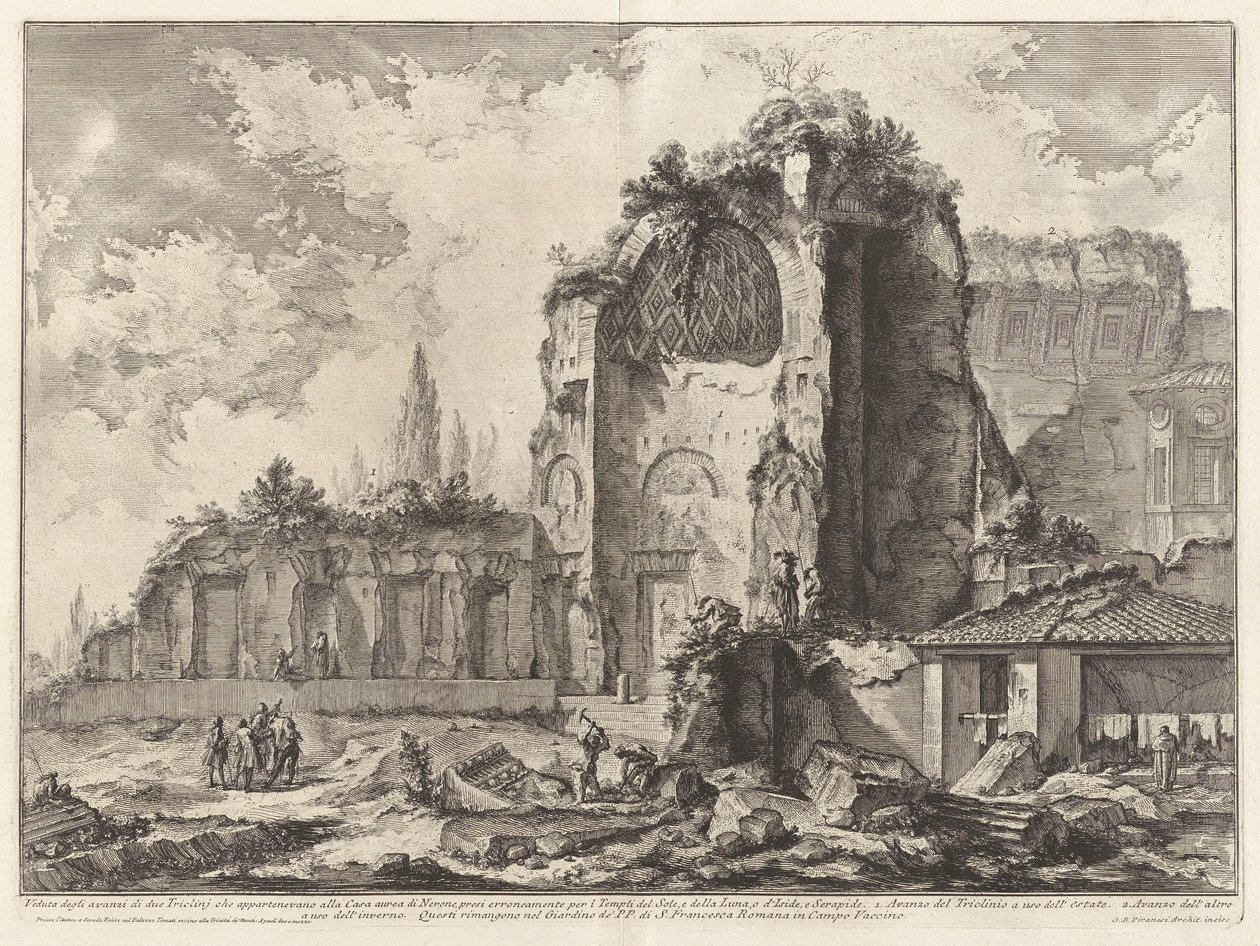 Ansicht der Überreste von zwei Triclini, die zum Goldenen Haus des Nero gehörten von Giovanni Battista Piranesi