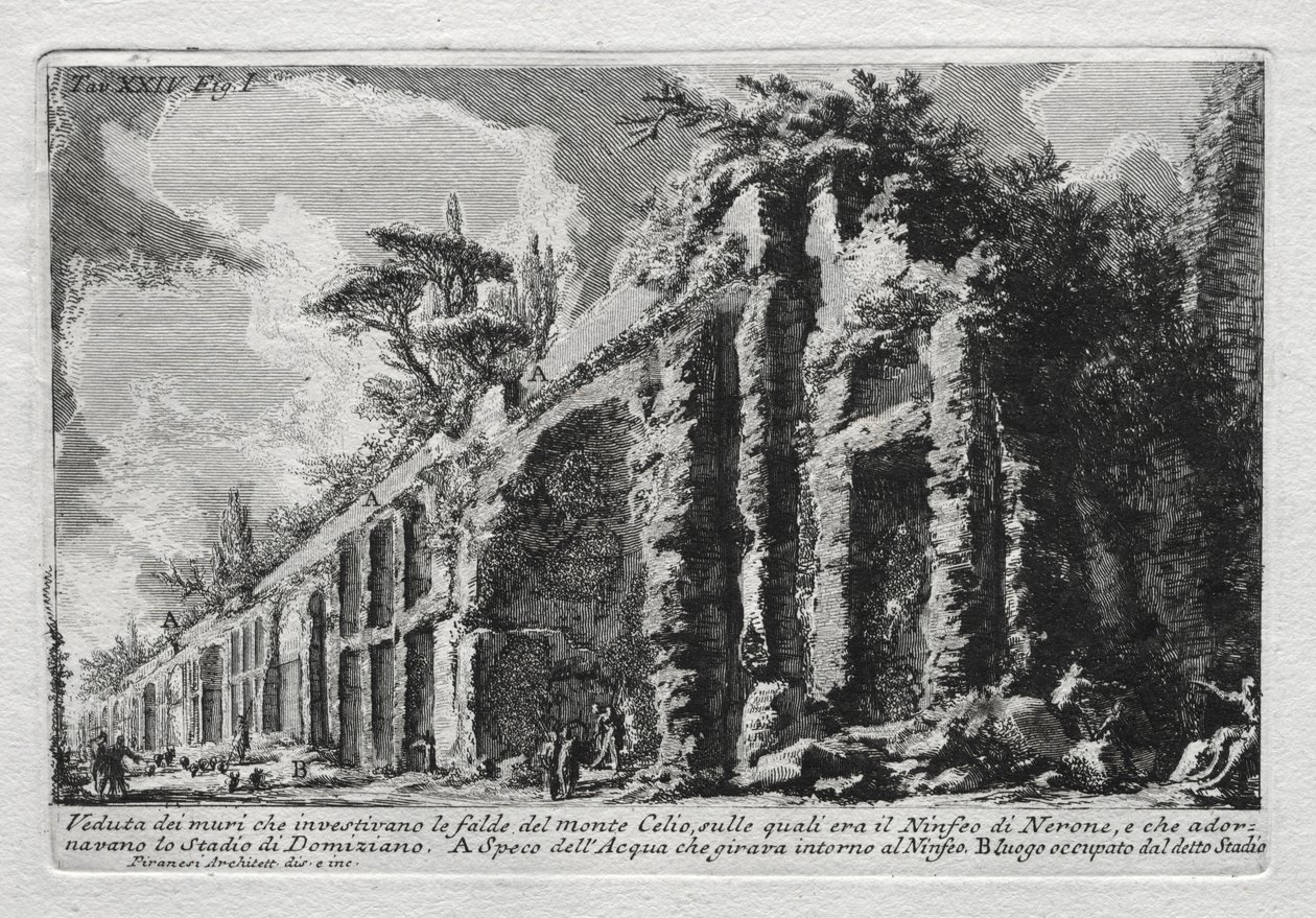 Veduta der Mauern, die die Hänge des Monte Celio bedeckten von Giovanni Battista Piranesi
