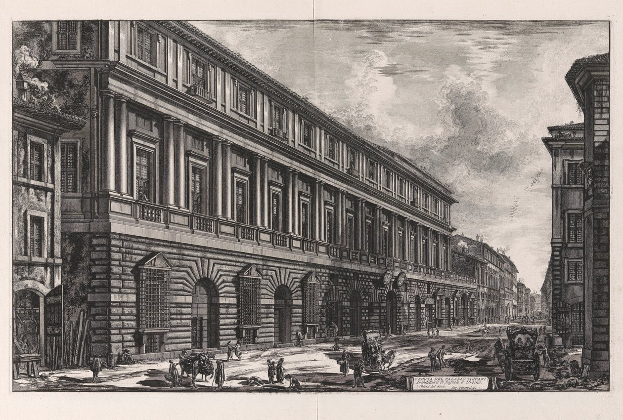 Ansicht des Palazzo Stopani. Architektur von Rafaele von Giovanni Battista Piranesi