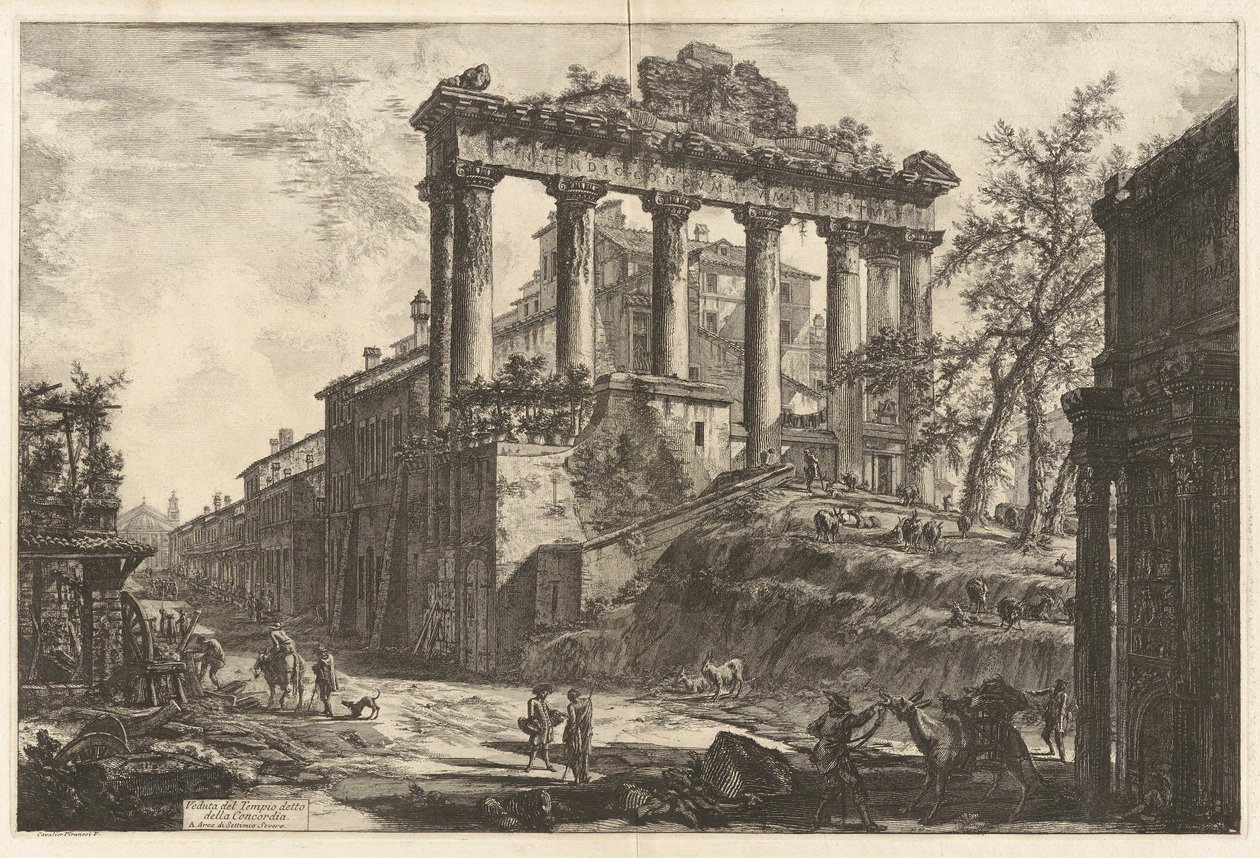 Ansicht des sogenannten Tempels der Concordia, aus Vedute di Roma von Giovanni Battista Piranesi