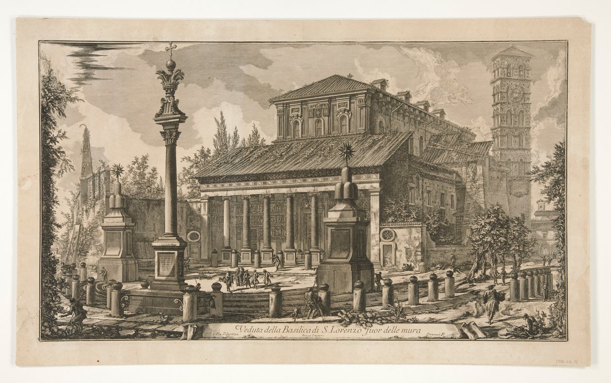 Veduta della Basilica di S. Lorenzo fuori le mura (Ansicht von S. Lorenzo außerhalb der Mauern), aus Vedute di Roma von Giovanni Battista Piranesi