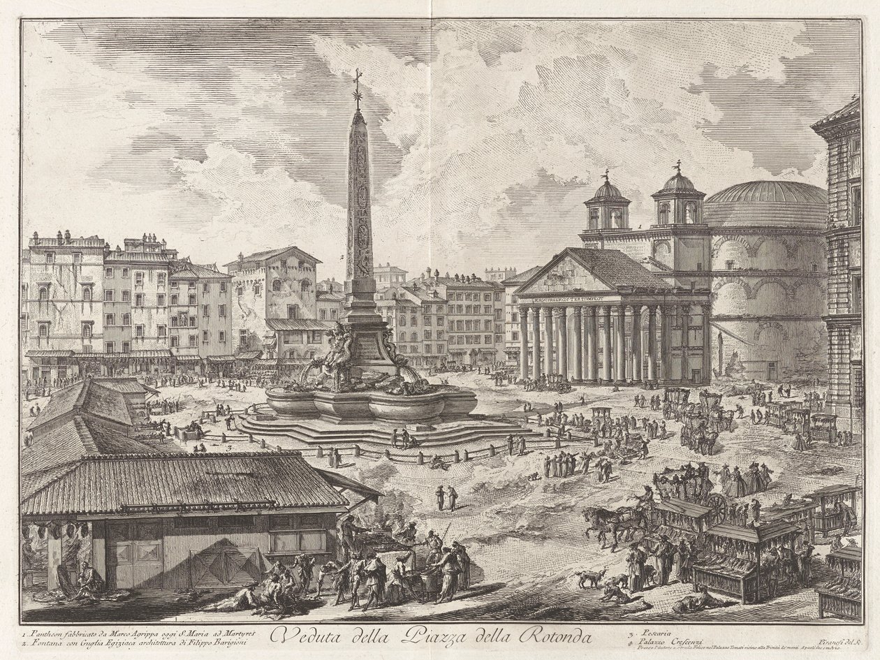 Ansicht der Piazza della Rotonda (mit dem Pantheon im Hintergrund), aus Vedute di Roma (Ansichten von Rom) von Giovanni Battista Piranesi