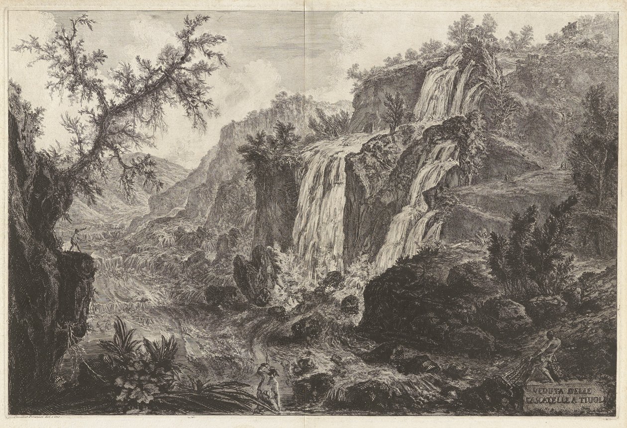 Ansicht der kleinen Wasserfälle in Tivoli, aus Vedute di Roma von Giovanni-Battista Piranesi