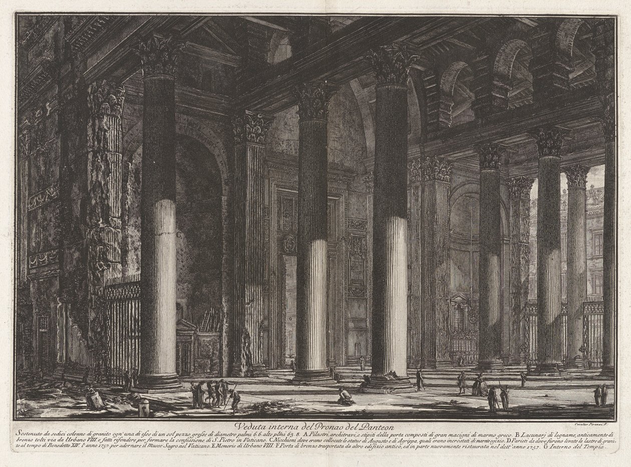 Veduta interna del Pronao del Panteon (Innenansicht des Pronaos des Pantheon), aus Vedute di Roma (Ansichten von Rom) von Giovanni Battista Piranesi