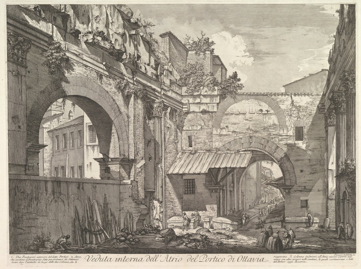 Innere Ansicht des Atriums des Portikus von Ottavia, 1760 von Giovanni Battista Piranesi