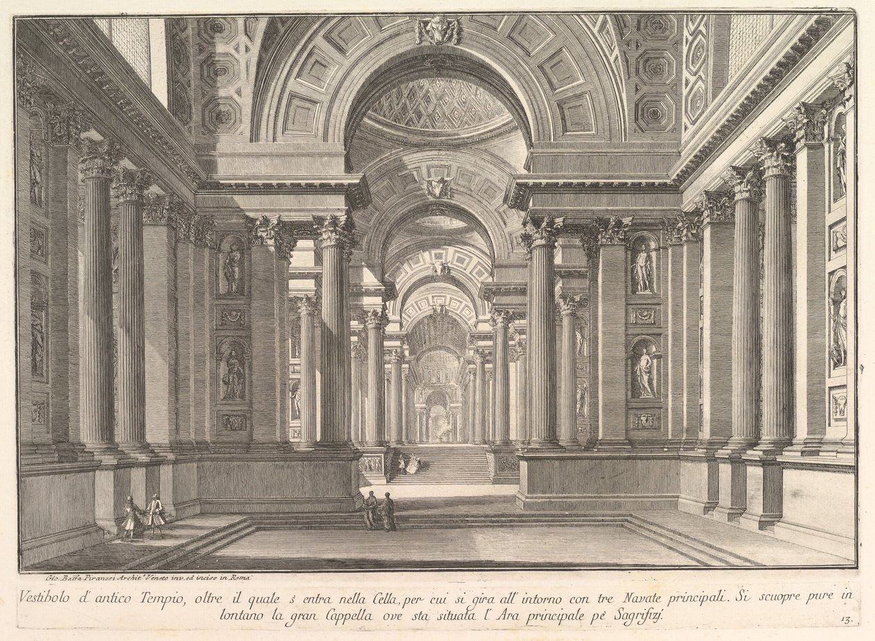 Vorhalle eines antiken Tempels, ca. 1743-50 von Giovanni Battista Piranesi
