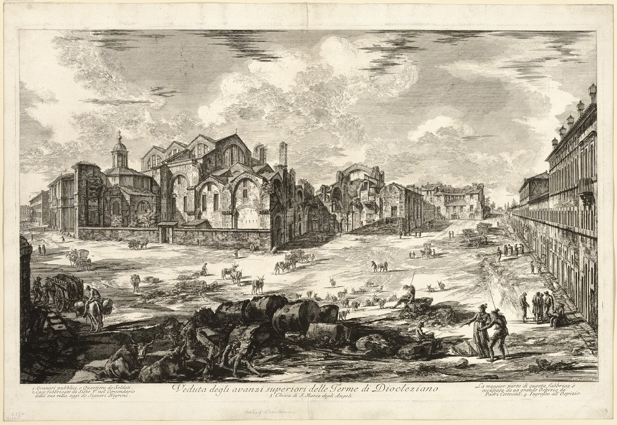 Ansicht der sichtbaren Überreste der Diokletiansthermen, aus Ansichten von Rom von Giovanni Battista Piranesi