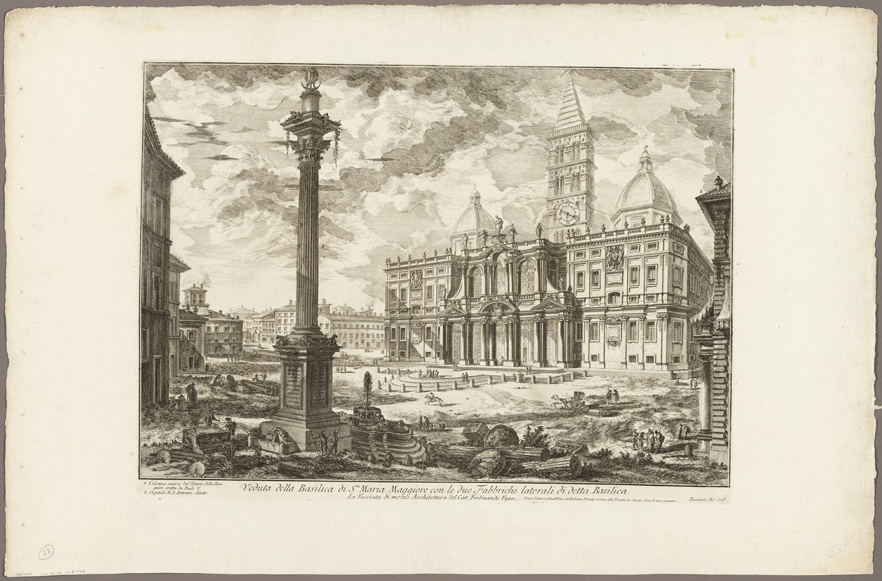 Ansicht der Basilika S. Maria Maggiore mit ihren beiden Flügeln, aus Ansichten von Rom von Giovanni Battista Piranesi