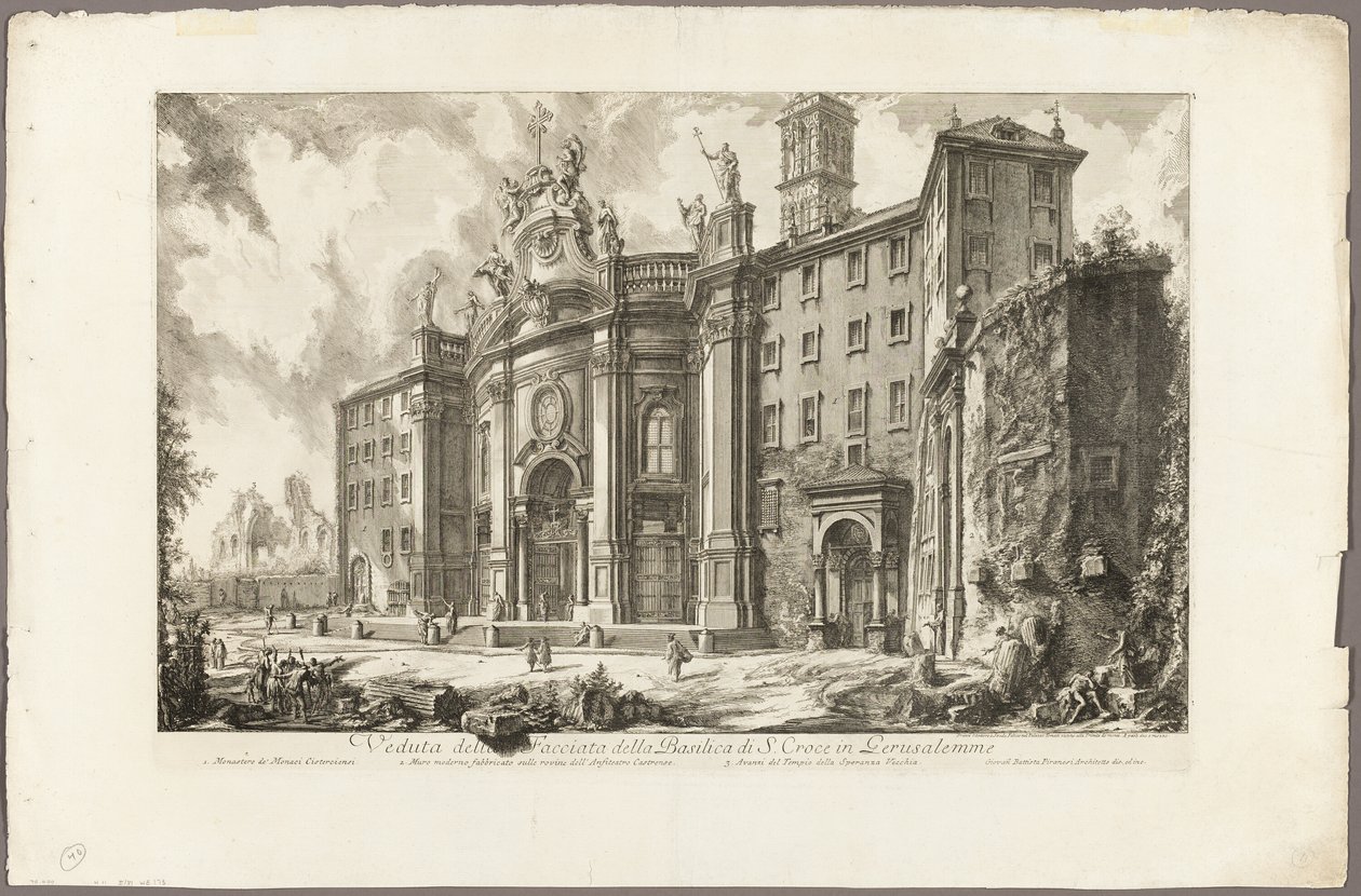 Ansicht der Fassade der Basilika S. Croce in Gerusalemme [Heiliges Kreuz in Jerusalem], aus Ansichten von Rom von Giovanni Battista Piranesi