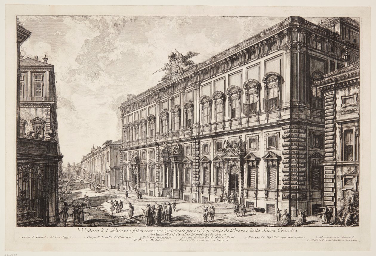 Blick auf den Palazzo della Consulta auf dem Quirinal, der das päpstliche Sekretariat beherbergt von Giovanni Battista Piranesi