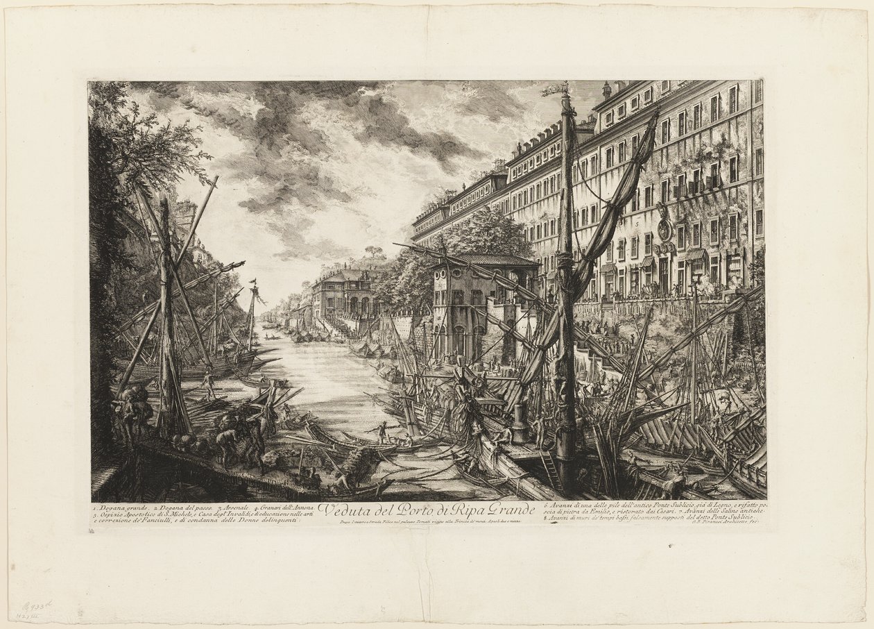 Ansicht des Hafens von Ripa Grande, aus Ansichten von Rom von Giovanni Battista Piranesi