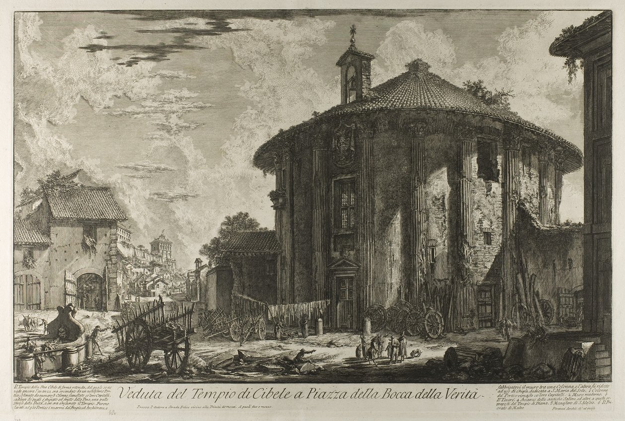 Ansicht des Tempels der Kybele auf der Piazza der Bocca della Verità, aus Ansichten von Rom von Giovanni Battista Piranesi