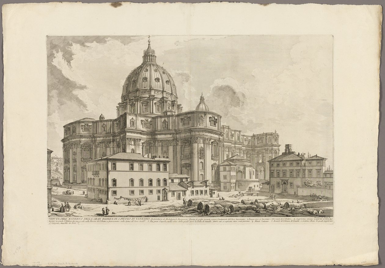 Ansicht der Außenseite der Petersbasilika im Vatikan, aus Ansichten von Rom von Giovanni Battista Piranesi