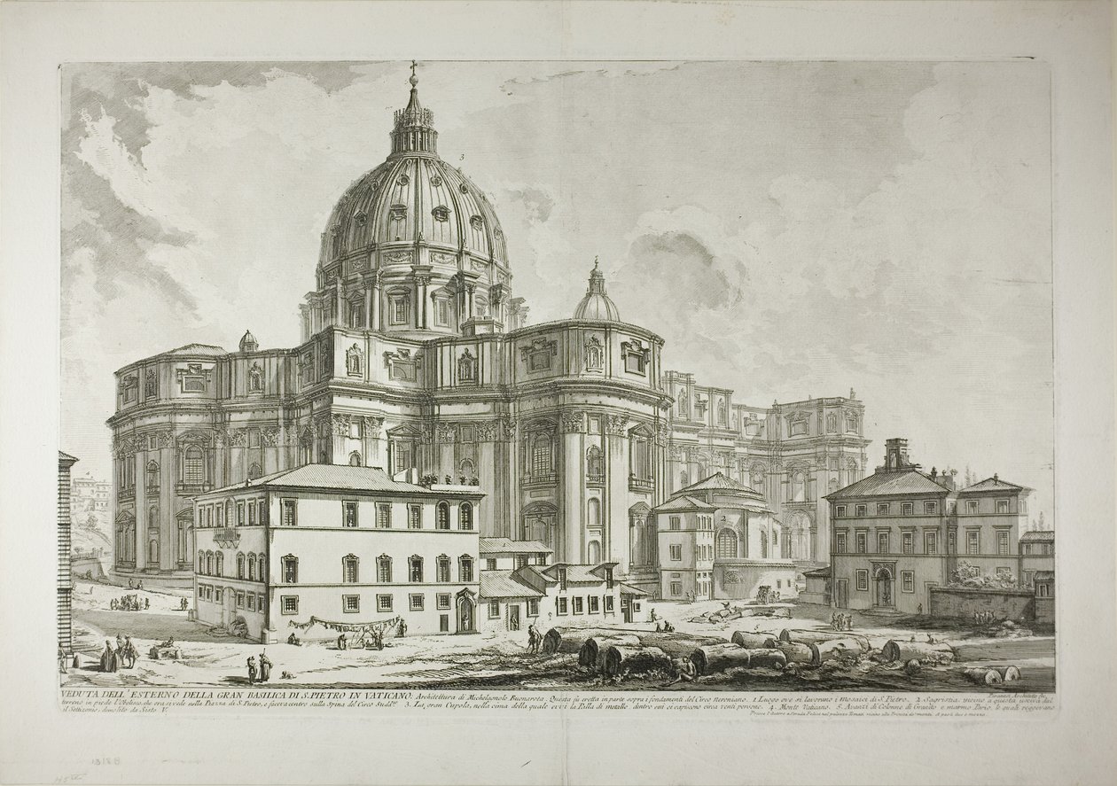 Ansicht der Außenseite des Petersdoms im Vatikan, aus Ansichten von Rom von Giovanni Battista Piranesi